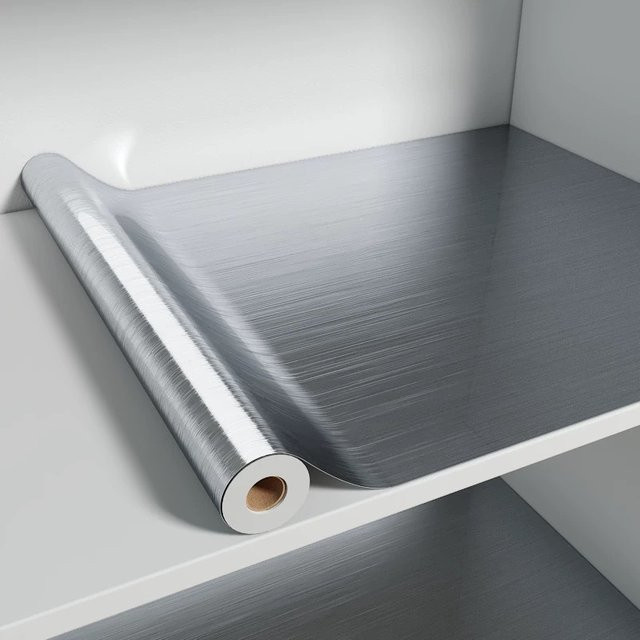 Wasserdichte und ölbeständige Dekorfolie aus PVC in gebürstetem Silber für Küche und Haushaltsgeräte - Bild 1