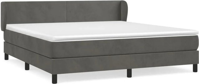vidaXL Boxspringbett mit Matratze in Dunkelgrau aus Samt, Hybrid-Modell mit Taschenfederkern, B/T: 160 x 200 cm - Bild 1