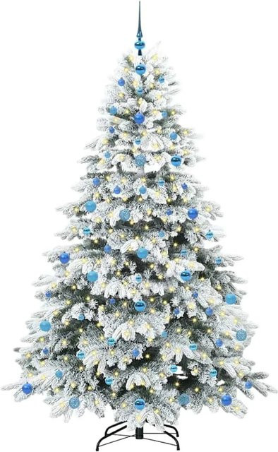 vidaXL Künstlicher Weihnachtsbaum in Grün mit 300 warmweißen LEDs, Höhe: 210 cm, aus PE und PVC - Bild 1
