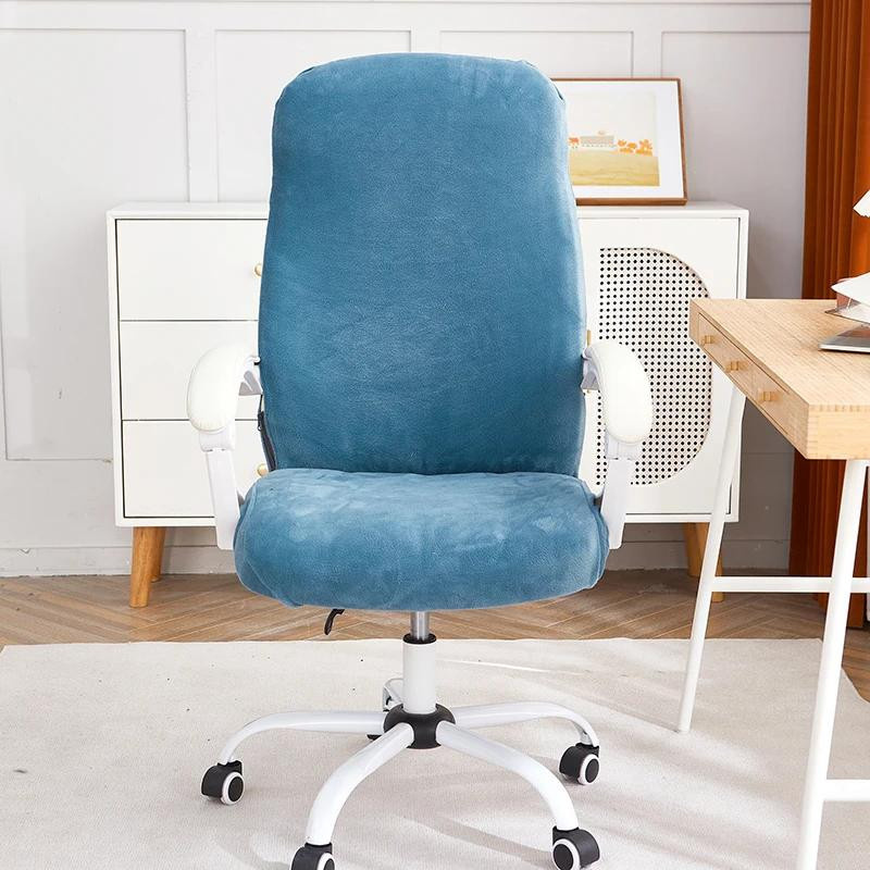 Elastischer Samt Bürostuhlbezug in Blau mit Reißverschluss für Computerstühle und Schreibtischstühle - Bild 1