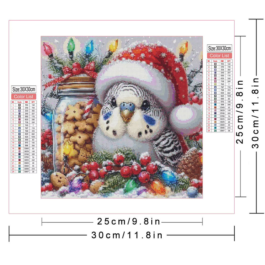 AZQSD 5D-Diamantgemälde Set mit festlichem Papagei in Multicolour, Weihnachtskunst zum Selbermachen mit runden Strass-Diamanten - Bild 2