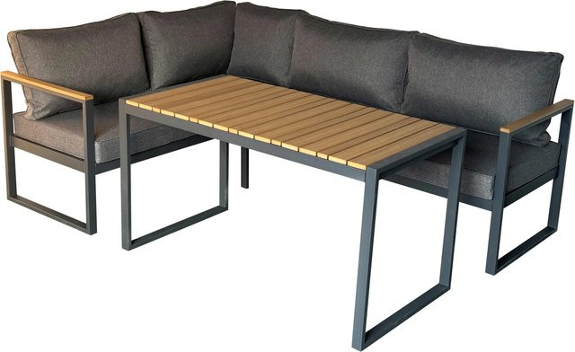 Greemotion Lounge-Set Toledo mit 2-Sitzer Sofa und Couchtisch in Schwarz und Grau - Bild 1