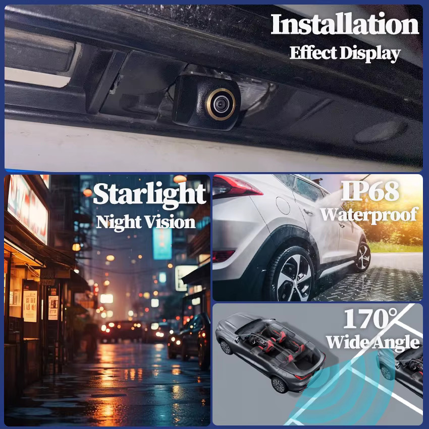 CARBAOHUI Rückfahrkamera mit Nachtsicht und wasserdichter Funktion für Fiat 500, 500C, 500S und Abarth, Farbe: Schwarz - Bild 4