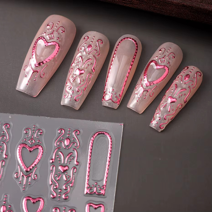 Roségoldene Herz-Nagelaufkleber, Metallic, Unisex - Bild 3