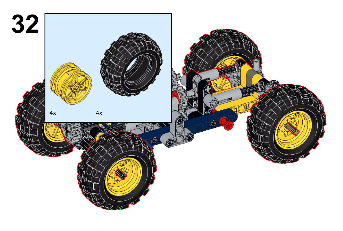 MOC Geländewagen Fahrzeugchassis, Lernset, Bausteine Modell - Bild 3