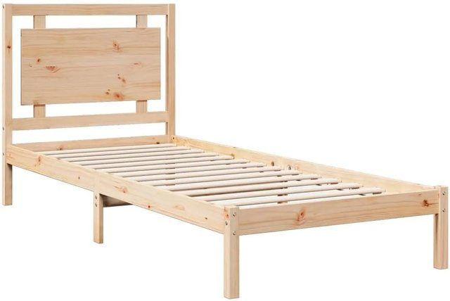 vidaXL Massivholzbett aus Kiefernholz Extra Lang, Unbehandelt, B/T/H: 100 x 210 cm - Bild 1