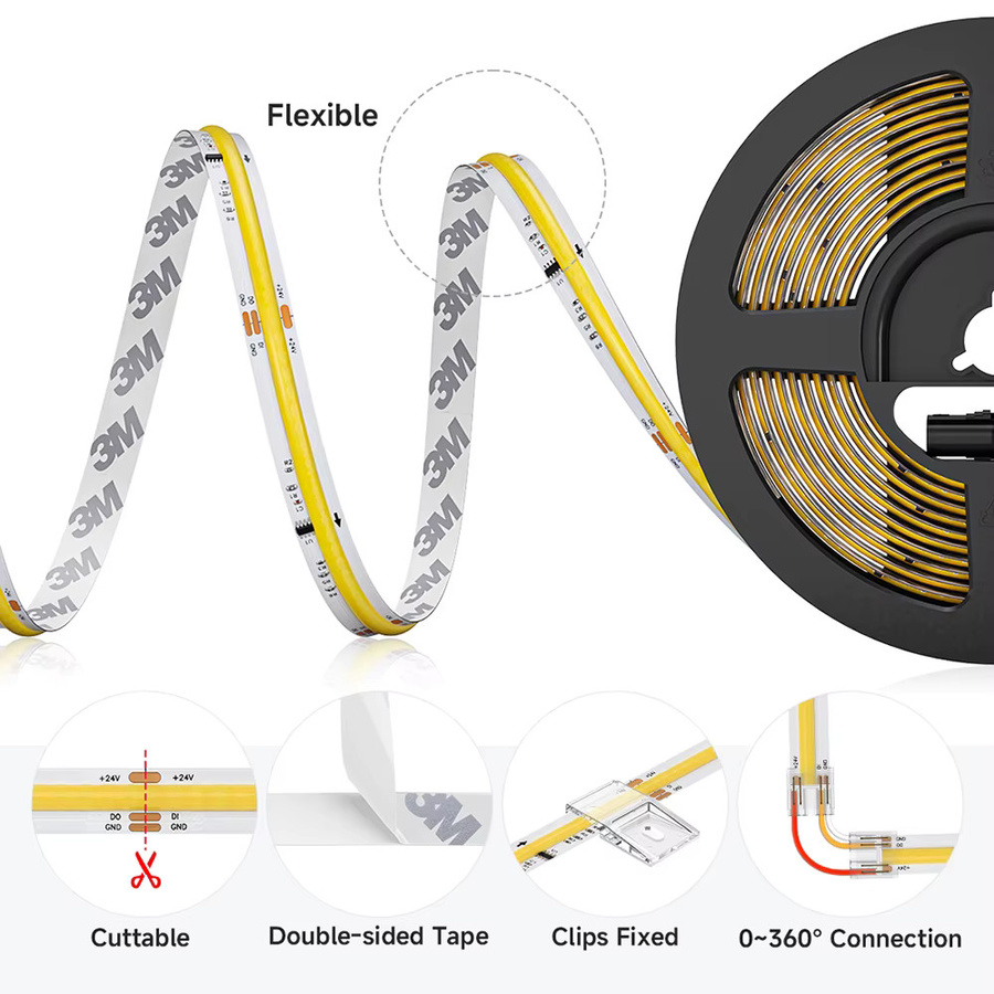 BTF-LIGHTING FCOB CCT IC LED-Lichtstreifen WS2811 adressierbar, 576 LEDs, 2700K bis 6500K, Breite: 10 mm, DC24V, multicolor, Hochdichte COB LED-Leuchten mit RA90 - Bild 3