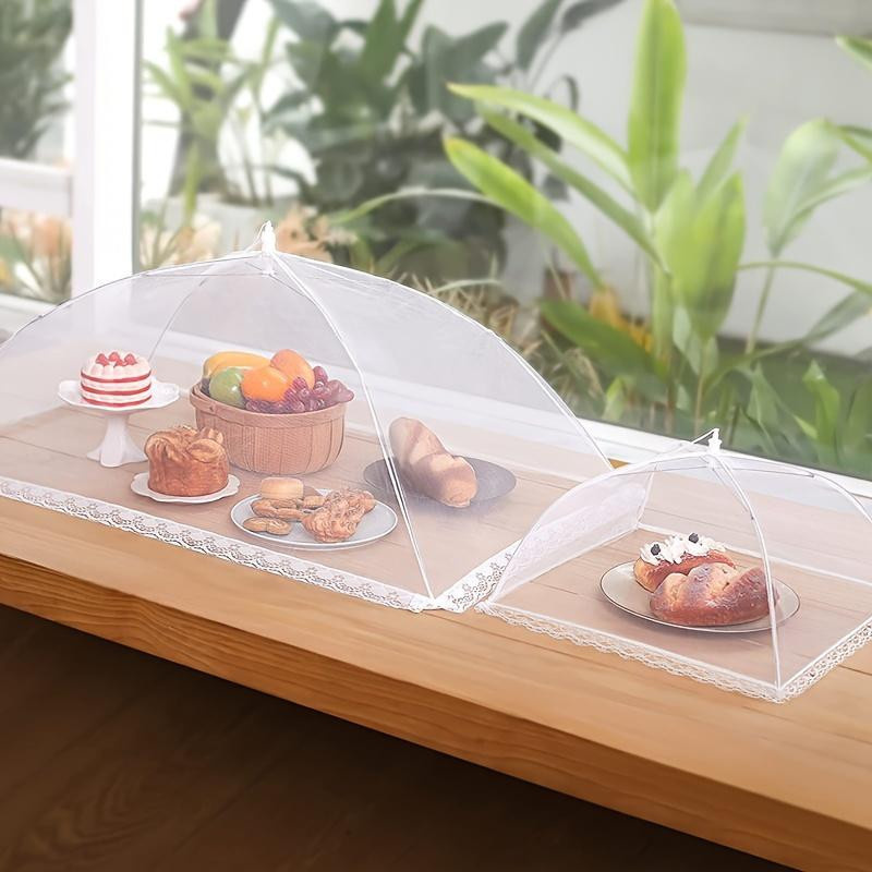 HappyhomeEE Speiseabdeckung aus Netzmaterial für Teller, faltbarer und waschbarer Insektenschutz für Camping und Restaurant, B: 70 cm, T: 50 cm - Bild 4