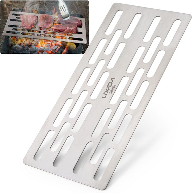 Lixada Titan-Grill aus Titanium in Silber, leichte und tragbare BBQ-Grillplatte für Outdoor, Camping und Wandern - Bild 1