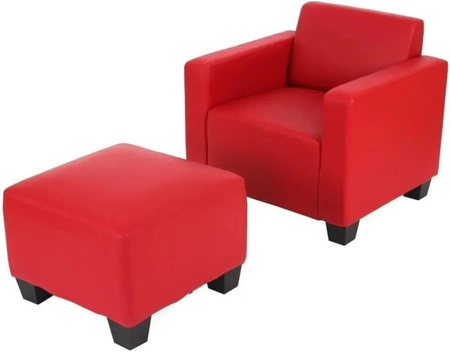 MCW Moncalieri Loungesessel mit Ottomane aus Kunstleder in Rot - Bild 2