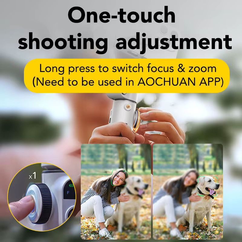 AOCHUAN Smart X2 Ai Smartphone-Gimbal-Stabilisator in Weiß mit LED-Anzeige und integrierter Verlängerungsstange - Bild 3