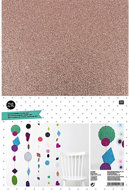 Rico Design Moosgummi Mix Glitter 2mm, 10 Platten, 20 x 30 cm - Bild 1