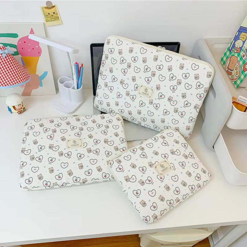 DANYCASE Laptoptasche mit Retro-Bär-Print für 11-15 Zoll Notebooks und MacBook Air Pro in Pink - Bild 2