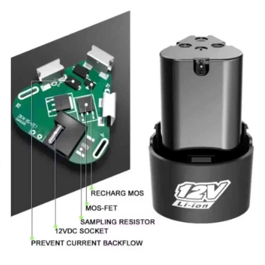 Roza Cinnie Wiederaufladbare 12V Lithium-Ionen-Batterie mit 4000mAh in Schwarz für Elektrowerkzeuge wie Elektroschrauber, Bohrmaschinen und Mini-Winkelschleifer - Bild 4