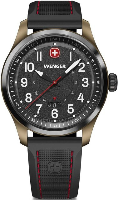 Wenger Herrenuhr Terragraph, Quarz, Edelstahl, 43 mm, Silikon, Schwarz, 10 ATM - Bild 1