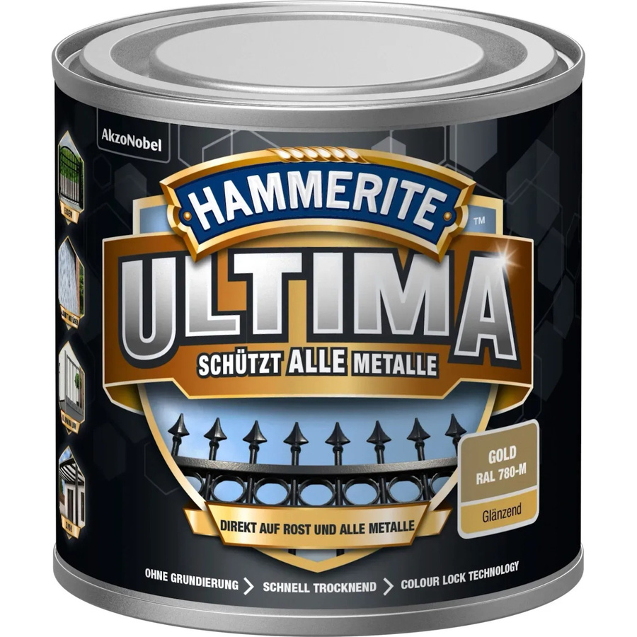 Hammerite Ultima Premium Metall-Schutzlack glänzend Gold 250 ml - Bild 2