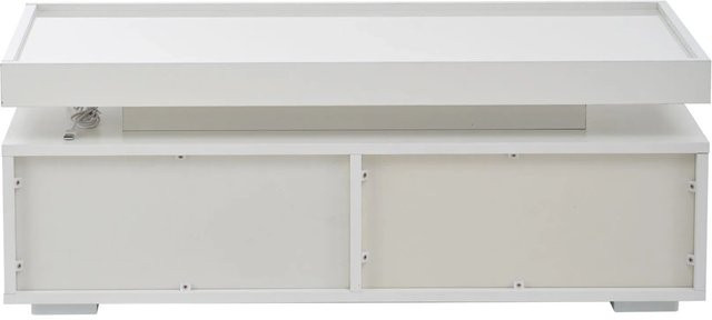 okwish Couchtisch in Weiß mit LED-Beleuchtung und 2 Schubladen, modern minimalistisch, B: 95 cm, T: 45 cm, H: 26 cm - Bild 1