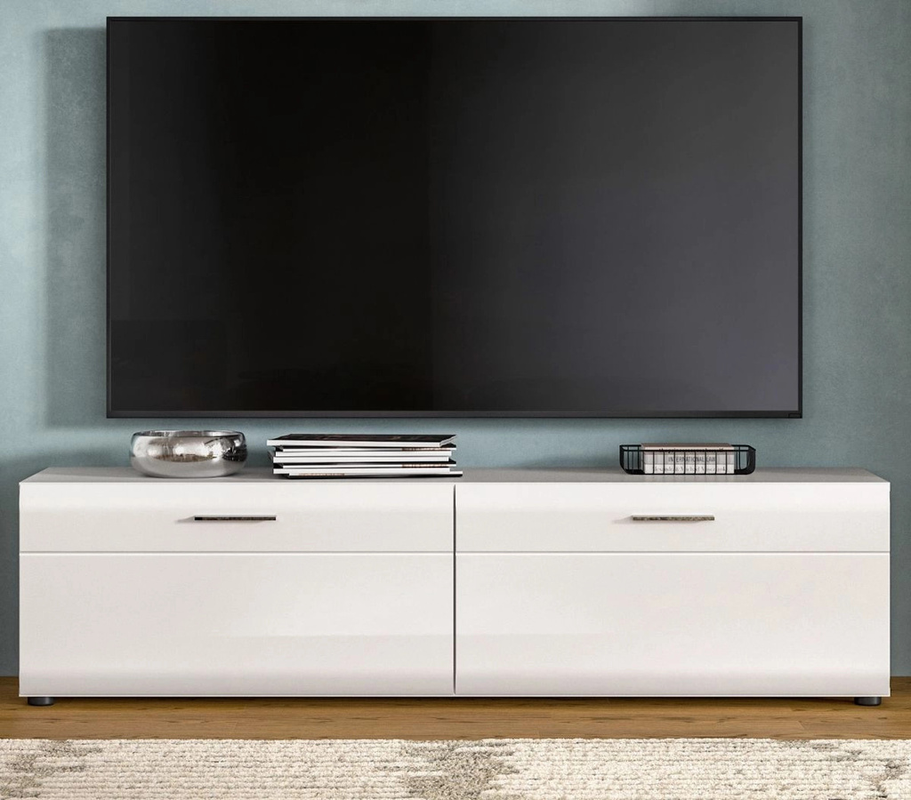 Modernes TV-Lowboard Cover von Inn.Furn in Weiß Hochglanz mit Soft-Close-Schubladen, B/T/H: 160 x 41 x 40 cm - Bild 1