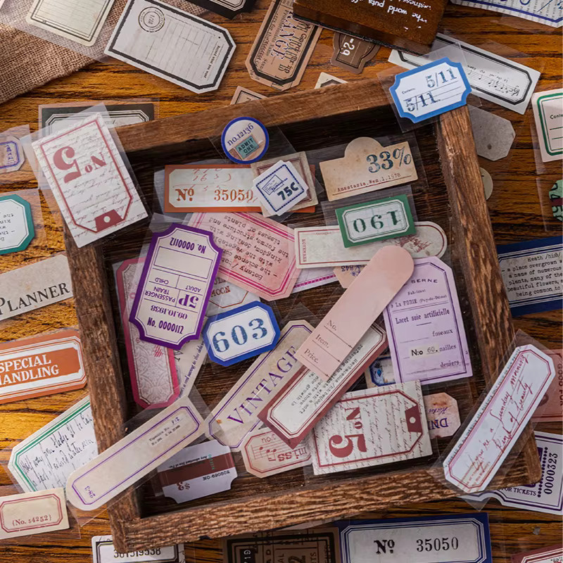 Vintage Etiketten Serie Washi Tape mit Siegel-Motiven in Multicolour, B: 5,5 cm, L: 2 m - Bild 3