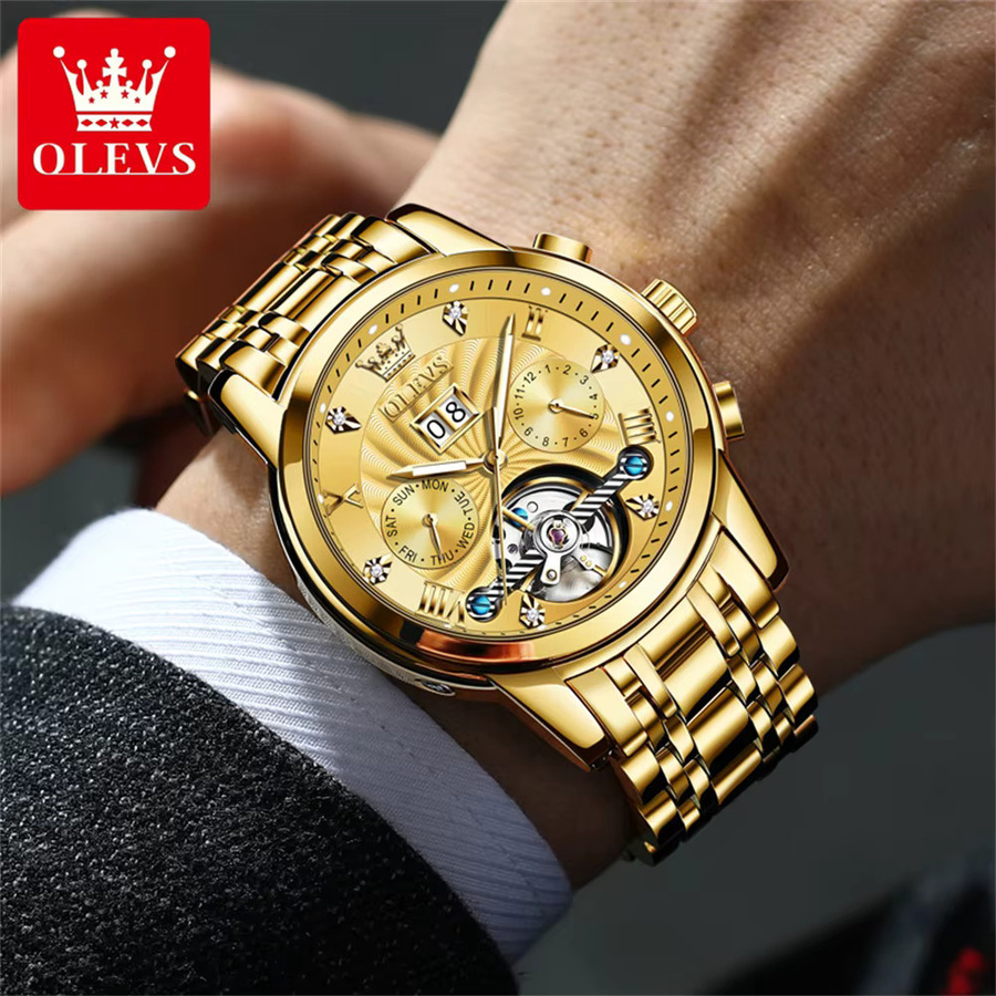 OLEVS Armbanduhr Automatik, Edelstahl, Weiß, Herren - Bild 3