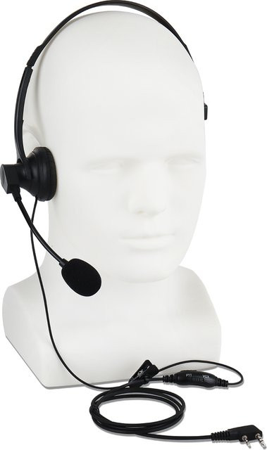 ABBREE 2Pin K Stecker Walkie Talkie Overhead Headset mit PTT/VOX Mikrofon in Schwarz für Baofeng UV-5R UV-21 UV-5RH BF-888S und Quansheng UV-K5 UVK6 - Bild 1