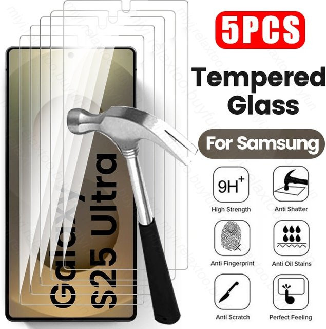 5er Pack Schutzglas für Samsung Galaxy S25 Ultra 5G, S25, S24 Plus und S24, 9H gehärtetes Glas, transparent - Bild 1