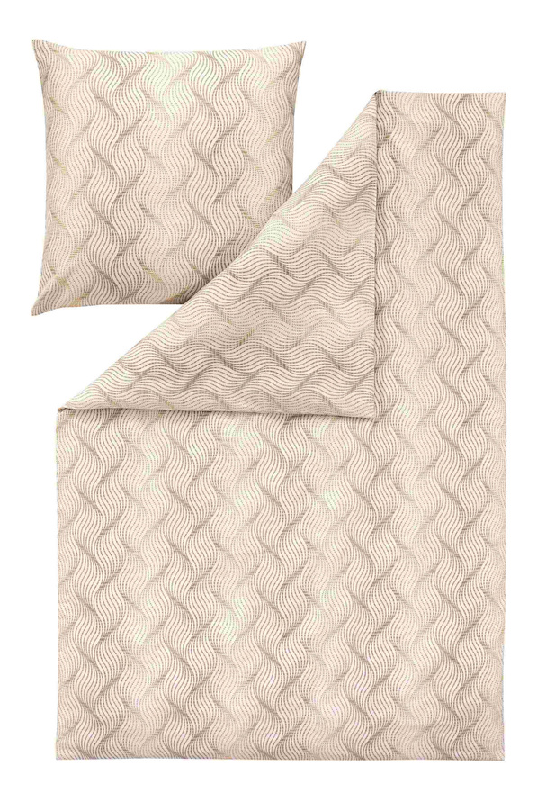 Estella Flanell Bettwäsche Samt und Seide Solaro creme Wellen B/H: 155 x 220 cm - Bild 1