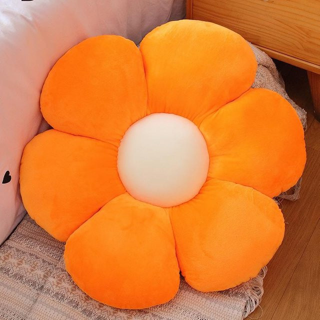 Yiran Health & Beauty Flauschiges Plüschkissen in Blumenform, Orange, Durchmesser: 30 cm - Bild 1