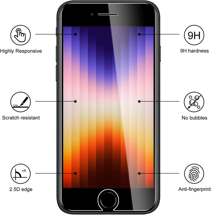 3er-Set gehärtetes Schutzglas für Apple iPhone 6, 6s, 7, 8, 5, 5c, 5s und SE, transparent - Bild 2