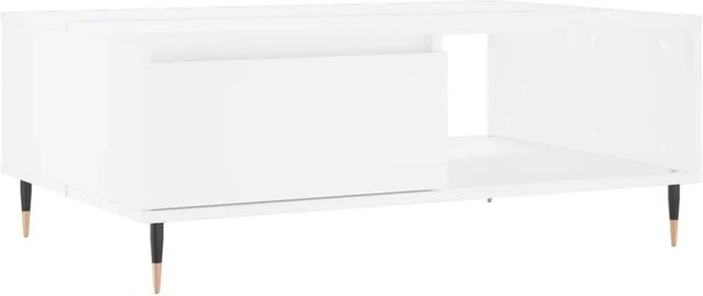 vidaXL Couchtisch Weiß in Eiche Optik aus Holzwerkstoff und Eisen, B/T/H: 90 x 60 x 35 cm - Bild 1