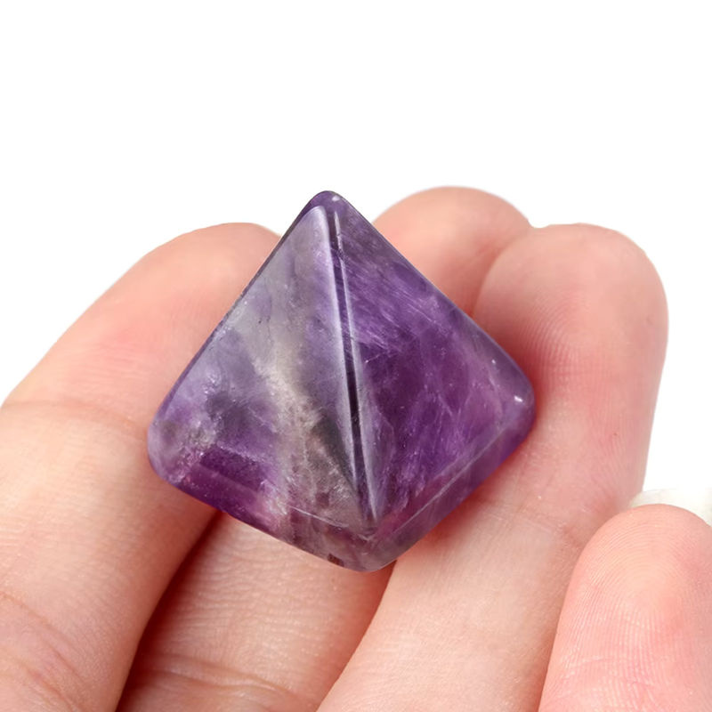 Pyramiden aus Naturstein Amethyst Tigerauge und klarem Quarz in Lila, Braun und Transparent, Geometrische Deko-Ornamente für deine Wohnkultur, B/H: 18 x 20 mm - Bild 3