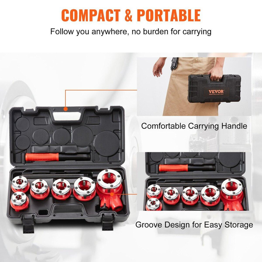 Buying Solutions MB Ratsche Rohrschneider-Set mit 6 NPT-Schneidköpfen und Aufbewahrungskoffer in Orange, Schwarz und Rot - Bild 3