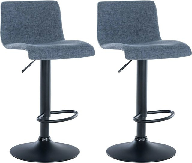 DELUKE 2er Set Barhocker GEBEL in Blau, höhenverstellbare Barstühle mit Lehne und 360 Grad Drehsitz, B/T/H: 39 x 36 x 84 cm - Bild 1