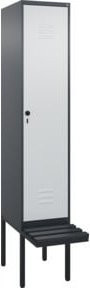 C+P Spind Classic PLUS Garderobenschrank mit Sitzbank, 1 Abteil, Schwarzgrau, B/T/H: 212,0 x 40,0 x 81,5 cm - Bild 1