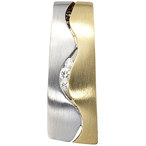 Colfem Anhänger 585 Gelbgold, Weißgold bicolor, matt, 3 Diamanten, Unisex - Bild 1