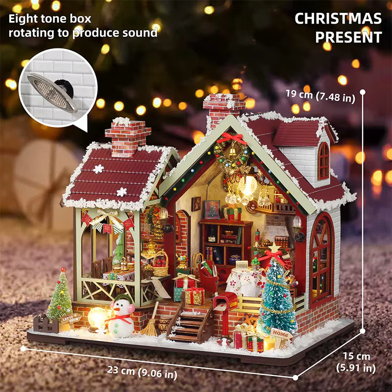 Battoom Weihnachten Puppe Haus Montage Modell, 3D Cartoon Puzzle, Bunt / Mehrfarbig - Bild 6