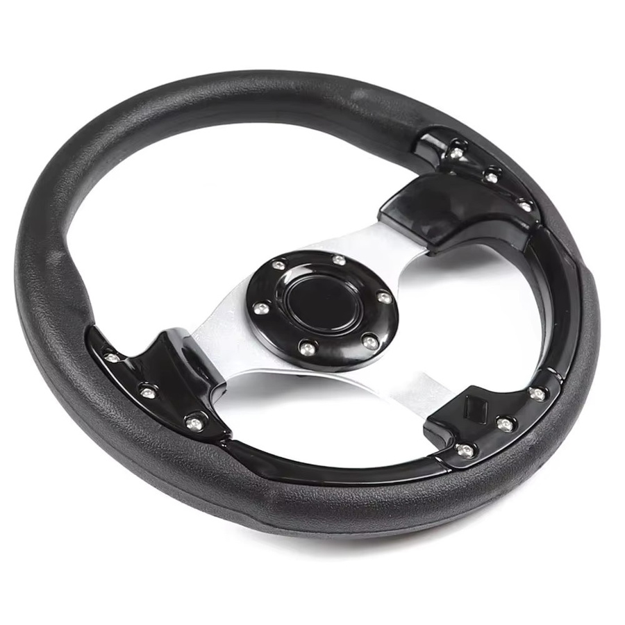 Universal Sport Lenkrad im Classic Racing Design aus PU und PVC, 320 mm, Schwarz/Carbon Fiber Style - Bild 4