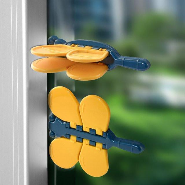 Kinder Fenstersicherung Libellen-Design als Fenster- und Schiebetür-Limiter in Blau - Bild 1
