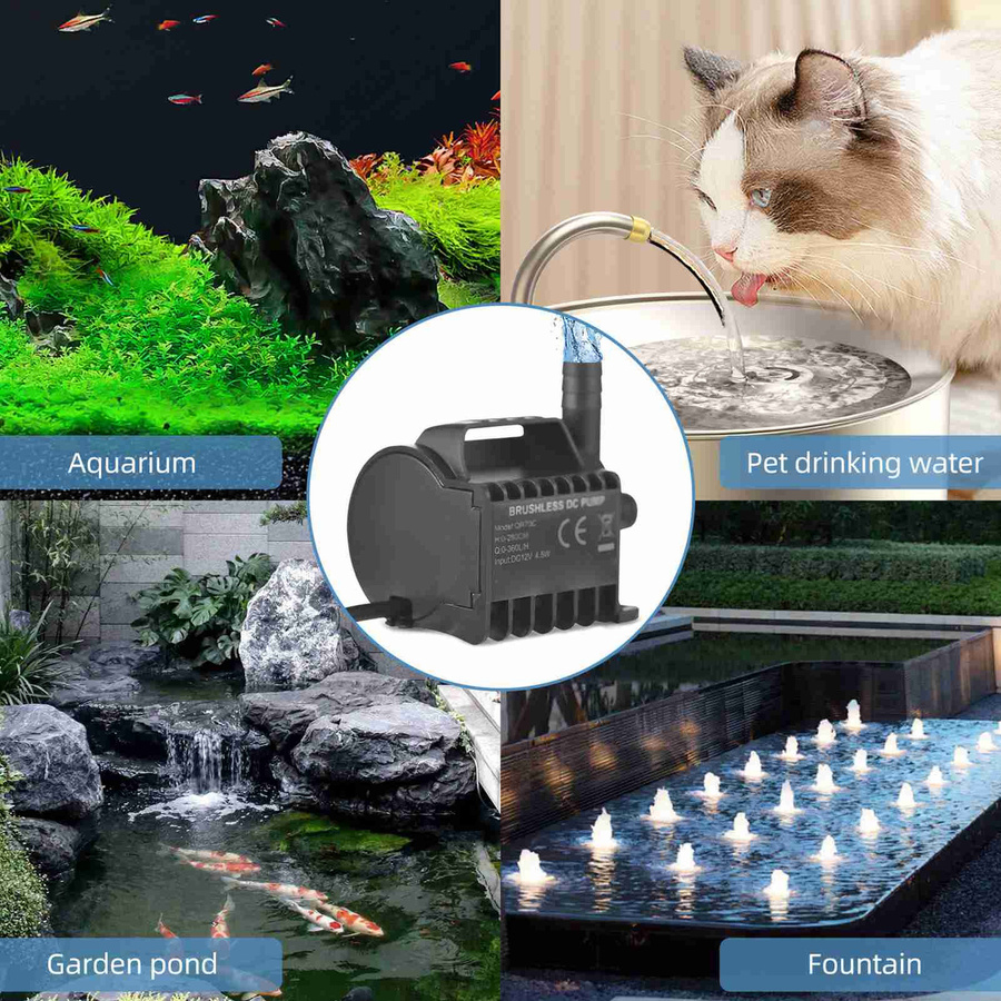 Elektrische 12V Tauchwasserpumpe mfySpace QR70C Schwarz mit 360L/H Förderleistung und 2,8m Förderhöhe - Bild 4