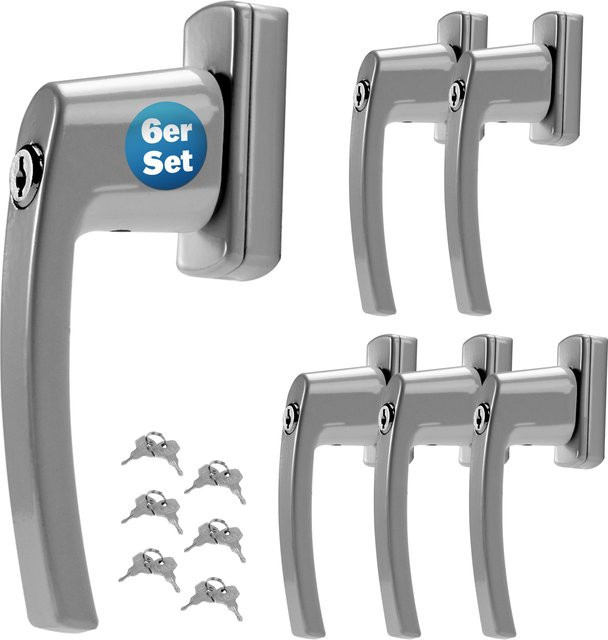 Monzana Fenstergriff 6er-Set abschließbar in Silber aus Stahl - Bild 1