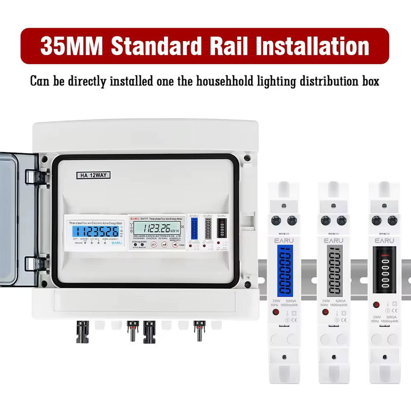 EARU Hintergrundbeleuchteter Analog-Digitaler kWh Elektrischer Energieverbrauchsmesser Wattmeter für DIN-Schiene, 18mm, Weiß - Bild 3