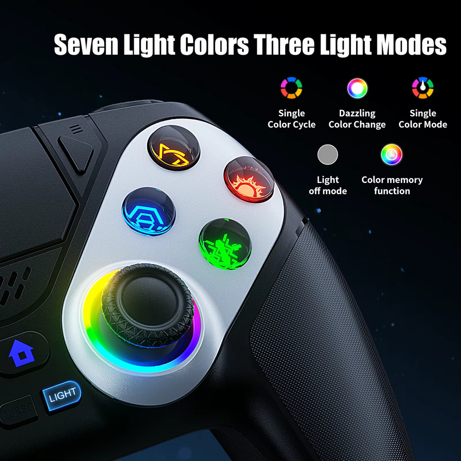 Bonacell Wireless Gaming Controller für PS5 und PC mit RGB-Beleuchtung und Hall Trigger in Weiß - Bild 3