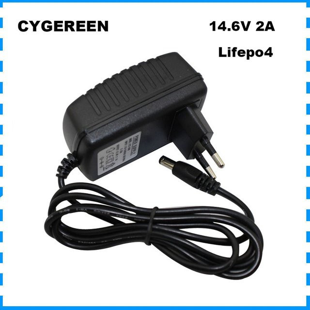 CYGEREEN LiFePO4 Schnellladegerät 14,6V 2A für 12V 12,8V 4S Eisenphosphat Batterien, Schwarz - Bild 1