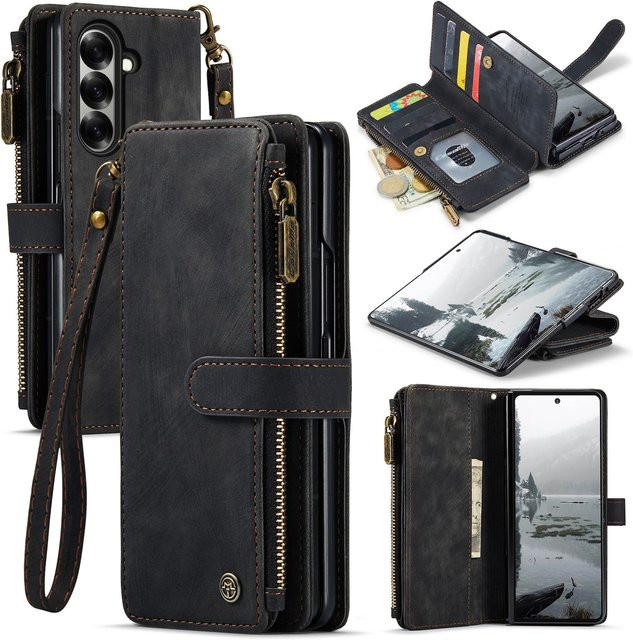 CaseMe Klapphülle aus Kunstleder mit Reißverschluss für Samsung Galaxy Z Fold8 Ultra in Schwarz - Bild 1