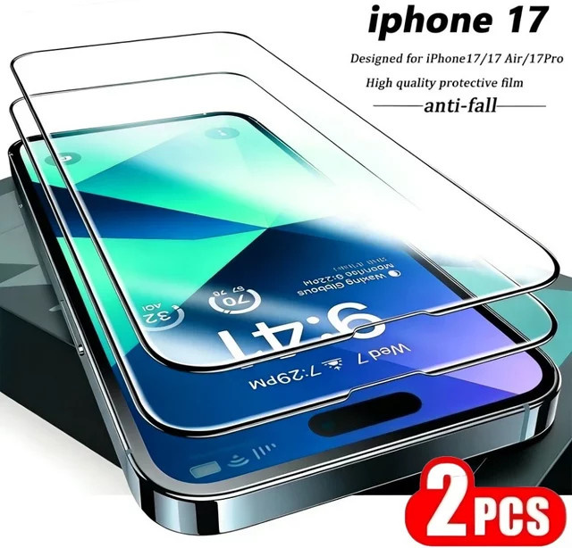 2 Stück Full Cover HD Displayschutzfolie aus Hartglas für Apple iPhone 17 16 15 14 13 12 11 Pro Max Plus XR XS in Transparent - Bild 1