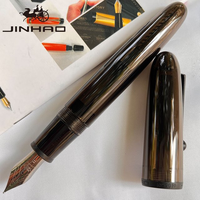 JINHAO 9019 Füllfederhalter für Business-Schreibkalligraphie mit großem Konverter, transparent und schwarz - Bild 1