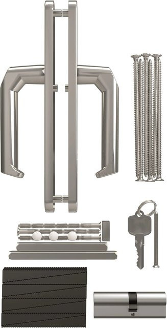 Panto Griffgarnitur-Montage-Set in Silber Matt für Haus- und Nebeneingangstüren aus Aluminium (92/8/10 mm) - Bild 1