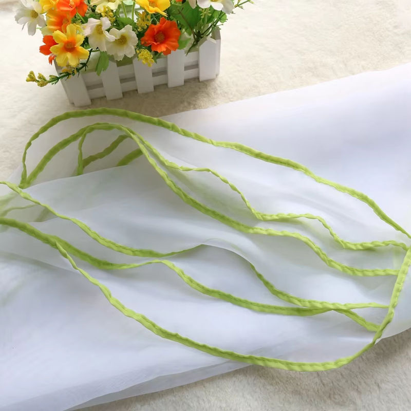 Gollado Transparente Voile-Fensterbehandlung mit grüner Paspel, B: 100 cm, H: 200 cm - Bild 5