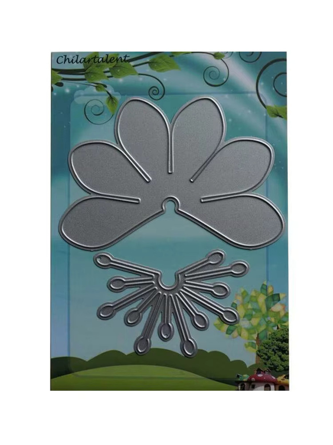 Metall Stanzform Plumeria Rubra Blütenblatt in Silber für Scrapbooking und Kartenherstellung - Bild 2