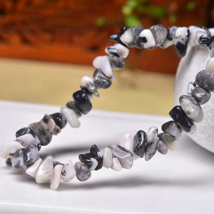 Armband Zebra-Jaspis-Nuggets, schwarz-weiß, Perlen - Bild 3